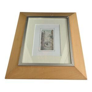 Vintage Framed Venice Canal Scene Print by E.T.